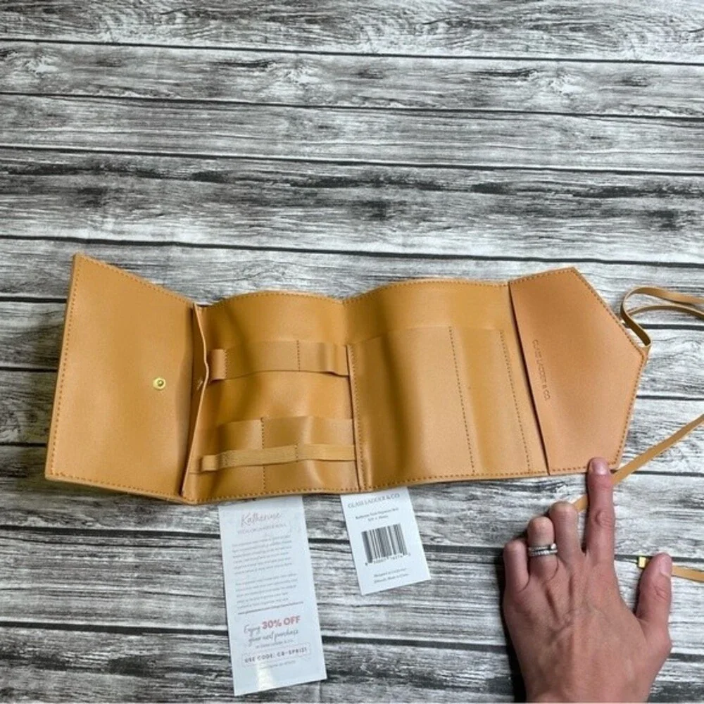 Glass Ladder & Co Katherine Tech Organizer Roll Vegan Leather Brown